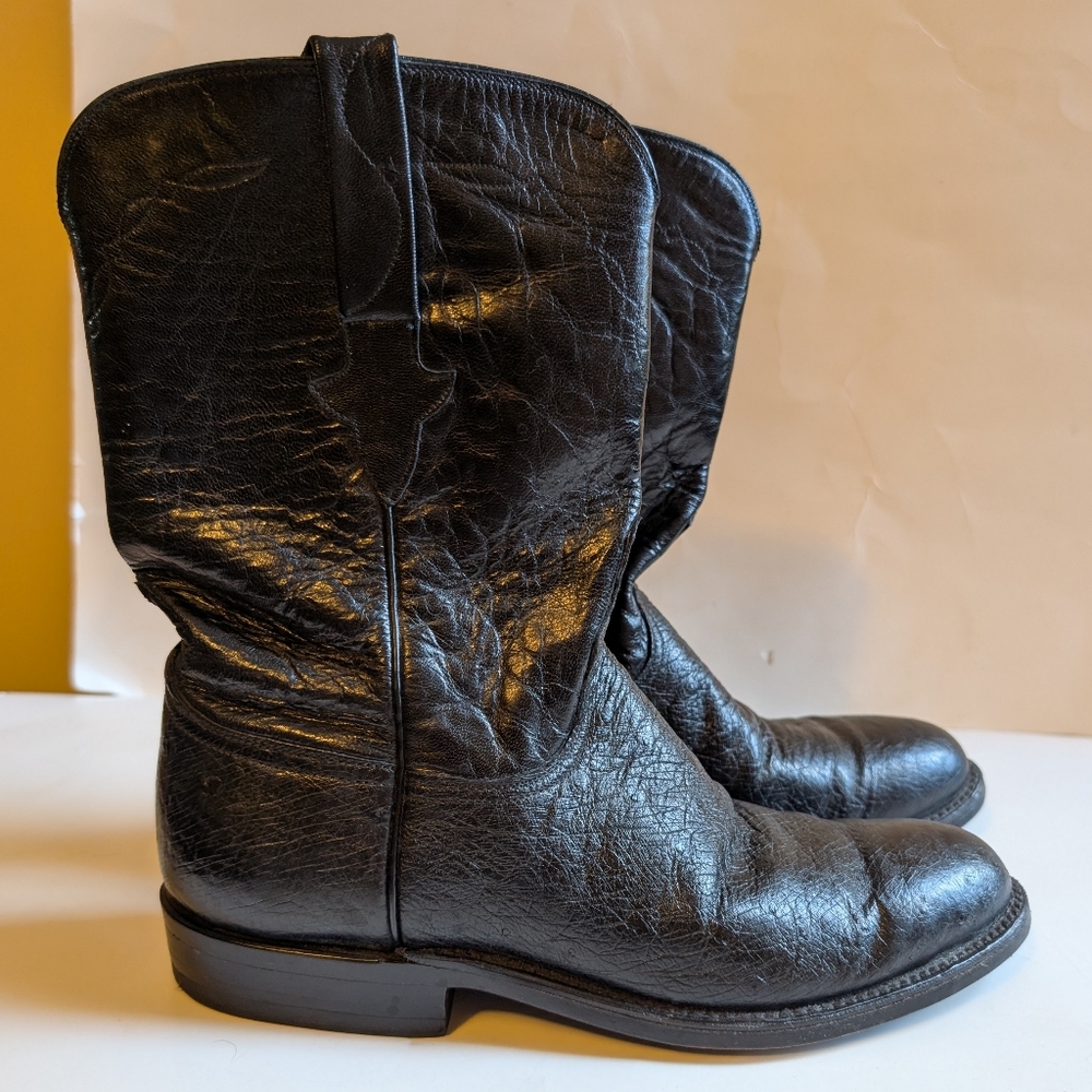 Lucchese vintage boots in black ostrich leather size 8 in VGUC Made in USA